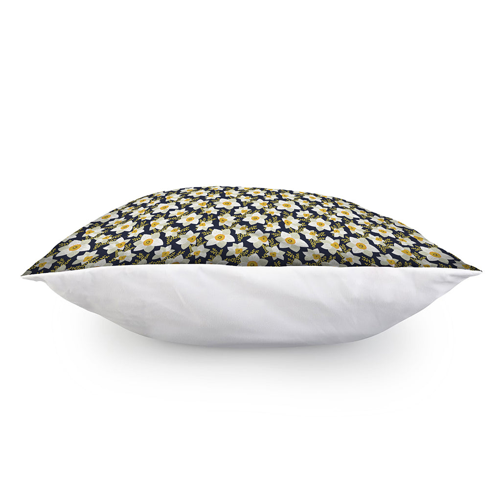 White Daffodil Flower Pattern Print Pillow Cover