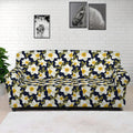 White Daffodil Flower Pattern Print Sofa Cover