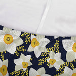 White Daffodil Flower Pattern Print Sofa Cover