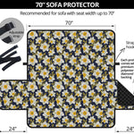 White Daffodil Flower Pattern Print Sofa Protector