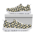 White Daffodil Flower Pattern Print White Running Shoes