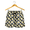 White Daffodil Flower Pattern Print Women's Shorts