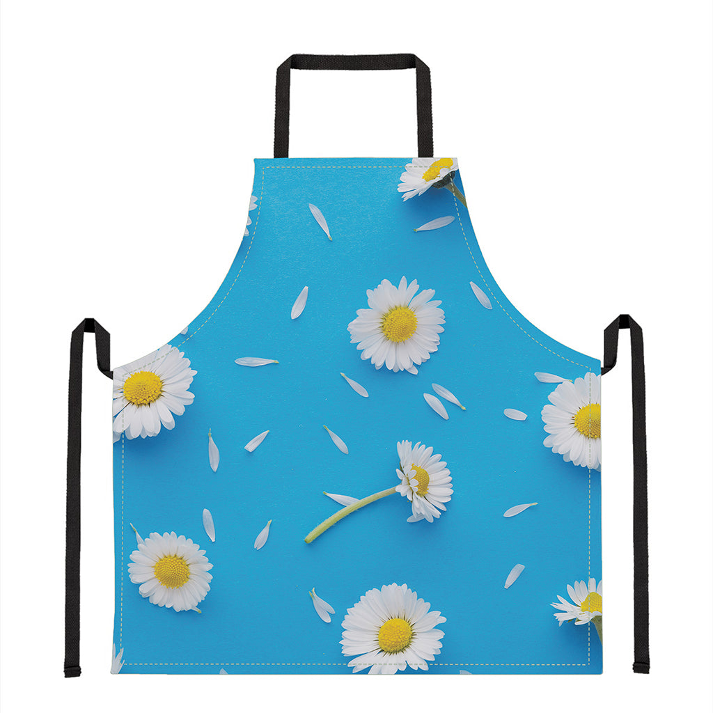 White Daisy Flower Print Apron