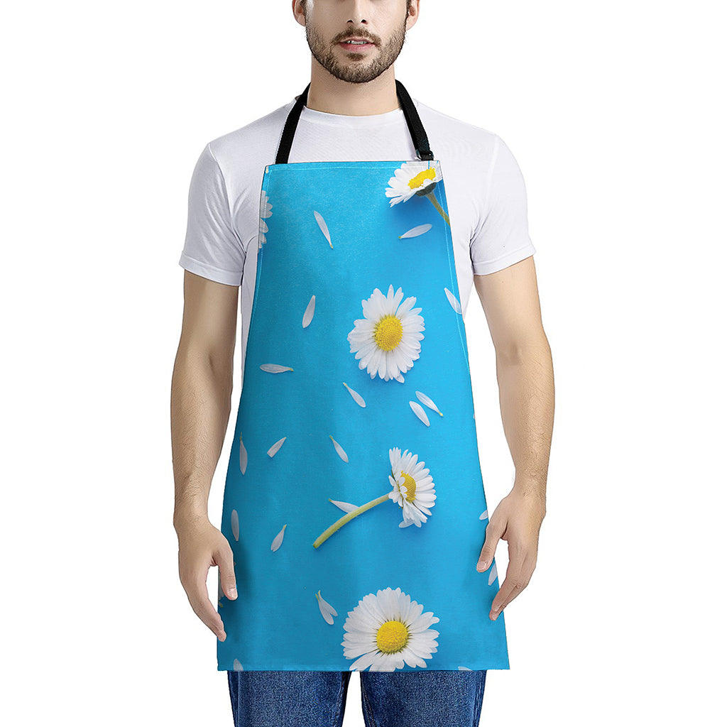 White Daisy Flower Print Apron