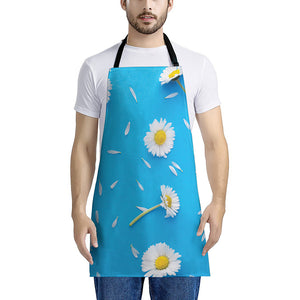 White Daisy Flower Print Apron