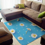 White Daisy Flower Print Area Rug