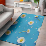 White Daisy Flower Print Area Rug