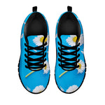 White Daisy Flower Print Black Sneakers