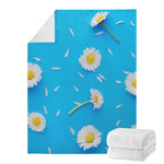White Daisy Flower Print Blanket