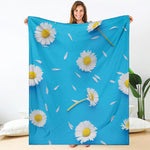 White Daisy Flower Print Blanket