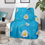 White Daisy Flower Print Blanket