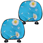 White Daisy Flower Print Car Headrest Covers
