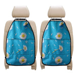 White Daisy Flower Print Car Seat Organizers