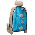 White Daisy Flower Print Car Seat Organizers