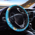 White Daisy Flower Print Car Steering Wheel Cover
