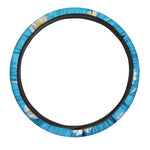 White Daisy Flower Print Car Steering Wheel Cover