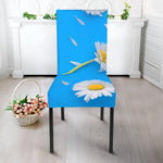 White Daisy Flower Print Dining Chair Slipcover