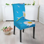 White Daisy Flower Print Dining Chair Slipcover