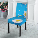 White Daisy Flower Print Dining Chair Slipcover