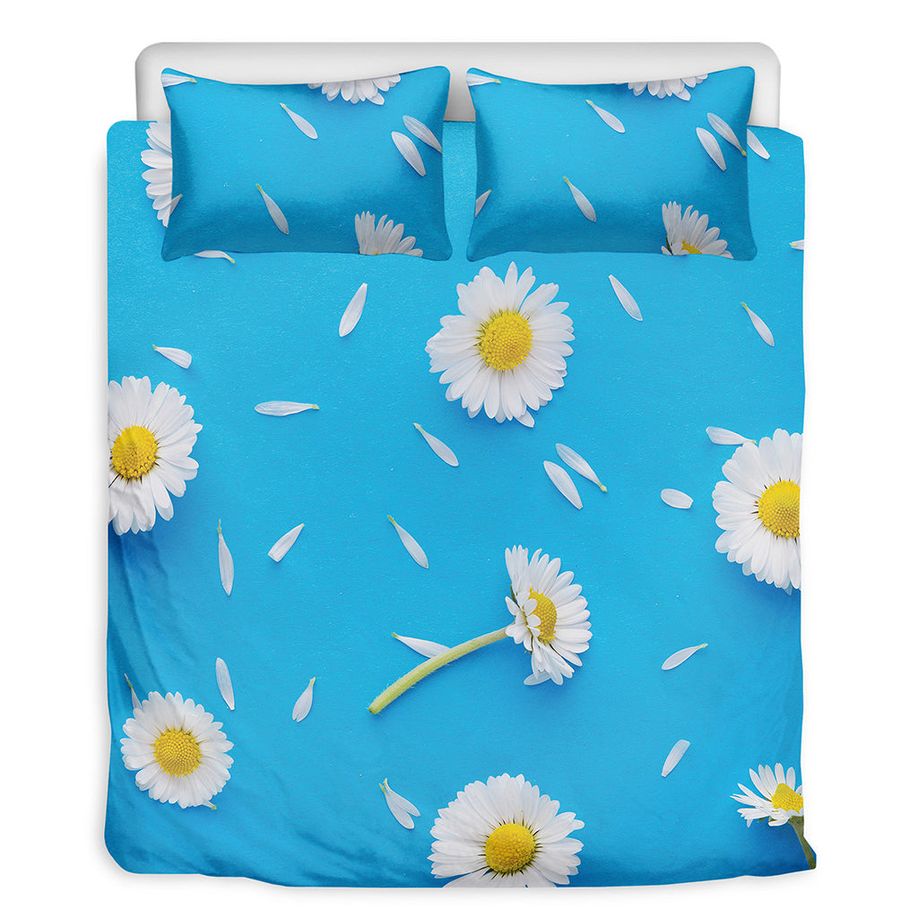 White Daisy Flower Print Duvet Cover Bedding Set