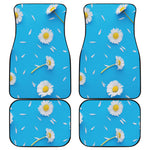 White Daisy Flower Print Front and Back Car Floor Mats