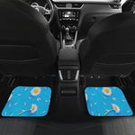 White Daisy Flower Print Front and Back Car Floor Mats