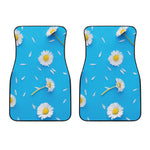 White Daisy Flower Print Front Car Floor Mats