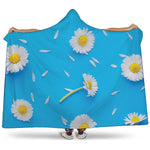 White Daisy Flower Print Hooded Blanket