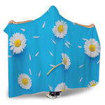 White Daisy Flower Print Hooded Blanket