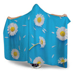 White Daisy Flower Print Hooded Blanket