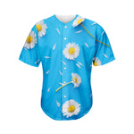 White Daisy Flower Print Men's Baseball Jersey