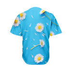 White Daisy Flower Print Men's Baseball Jersey