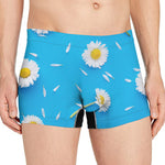 White Daisy Flower Print Men's Boxer Briefs