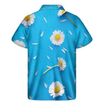 White Daisy Flower Print Men's Short Sleeve Shirt