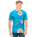 White Daisy Flower Print Men's T-Shirt