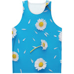 White Daisy Flower Print Men's Tank Top