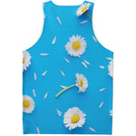 White Daisy Flower Print Men's Tank Top