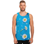 White Daisy Flower Print Men's Tank Top