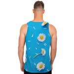 White Daisy Flower Print Men's Tank Top