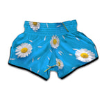 White Daisy Flower Print Muay Thai Boxing Shorts