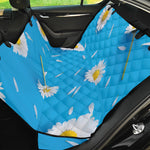 White Daisy Flower Print Pet Car Back Seat Cover