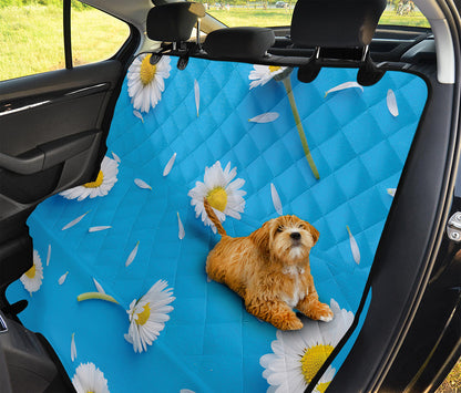 White Daisy Flower Print Pet Car Back Seat Cover