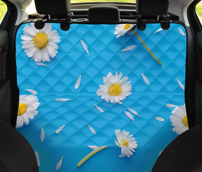 White Daisy Flower Print Pet Car Back Seat Cover