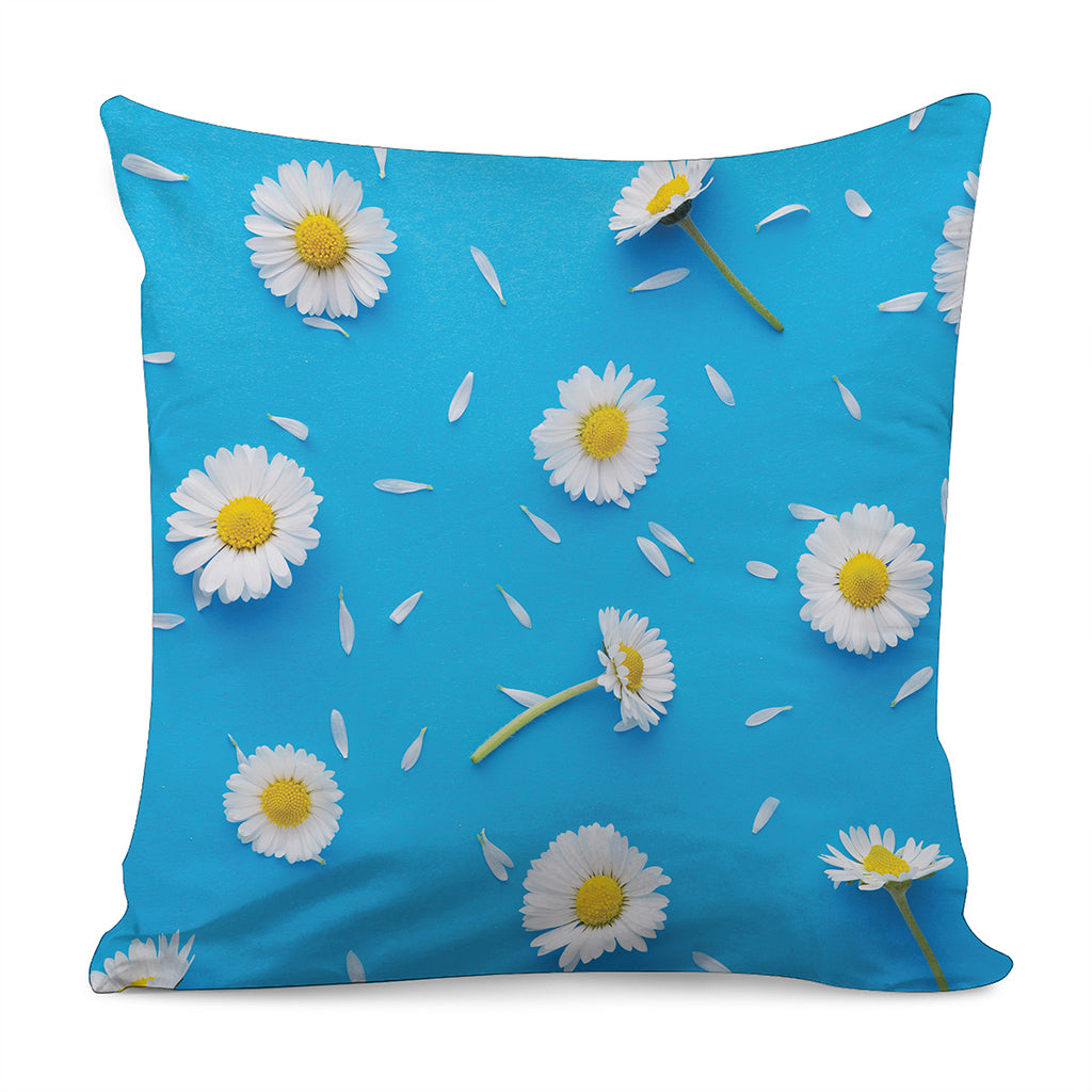 White Daisy Flower Print Pillow Cover