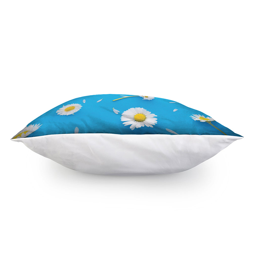 White Daisy Flower Print Pillow Cover