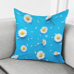 White Daisy Flower Print Pillow Cover