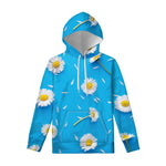 White Daisy Flower Print Pullover Hoodie