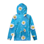 White Daisy Flower Print Pullover Hoodie