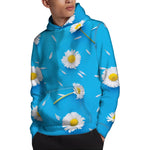 White Daisy Flower Print Pullover Hoodie