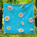 White Daisy Flower Print Quilt